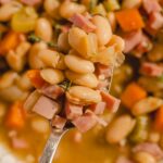 Creamy bean and ham salad with vegetables, perfect for easy healthy recipes and meal prep.